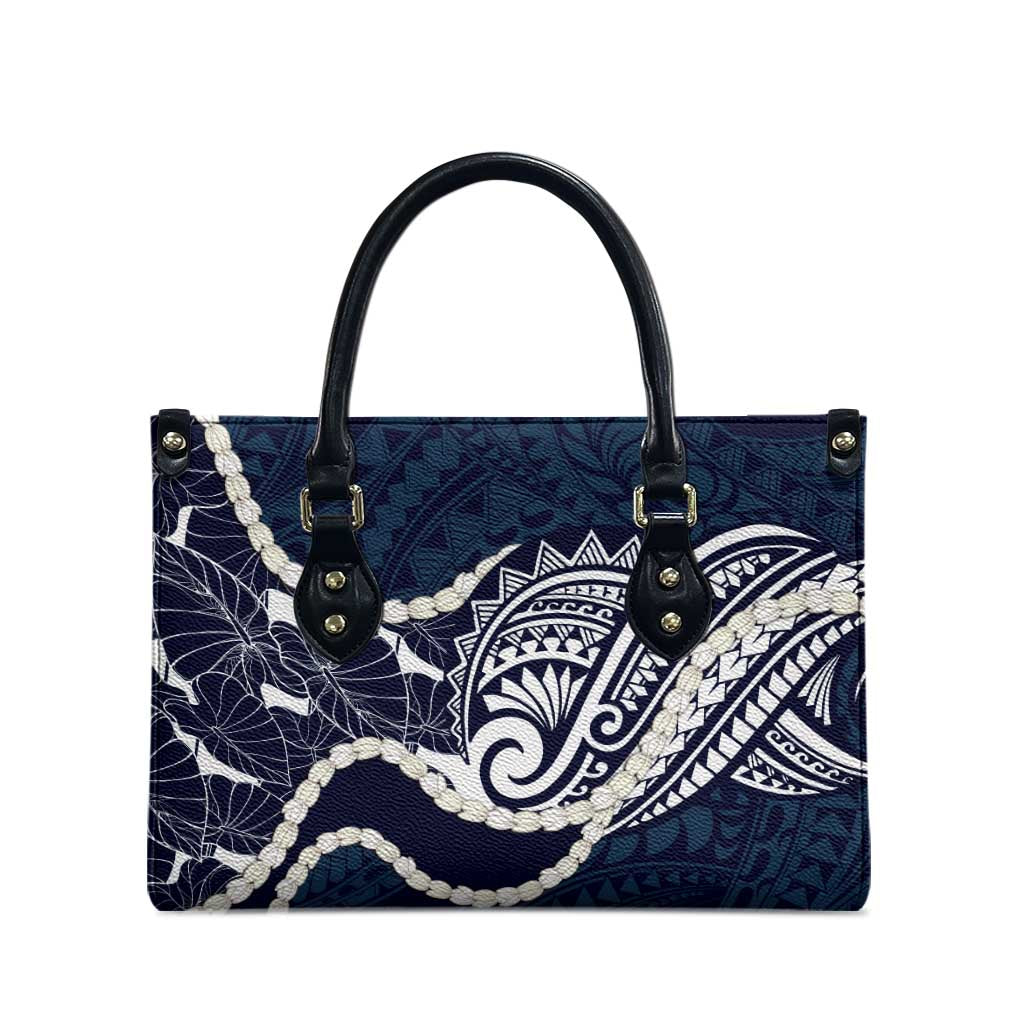 Aloha Hawaii Kalo Pikake Lei Leather Bag Chest Tattoo Oxford Blue Hawaiian Pattern