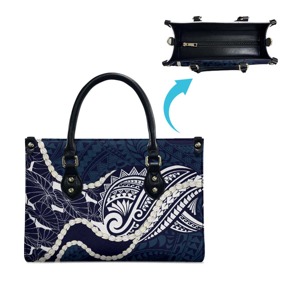 Aloha Hawaii Kalo Pikake Lei Leather Bag Chest Tattoo Oxford Blue Hawaiian Pattern