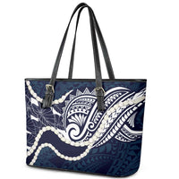 Aloha Hawaii Kalo Pikake Lei Leather Tote Bag Chest Tattoo Oxford Blue Hawaiian Pattern