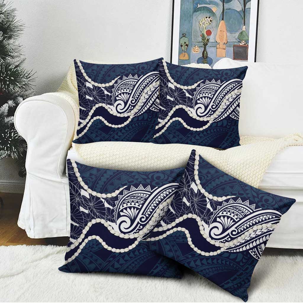 Aloha Hawaii Kalo Pikake Lei Pillow Cover Chest Tattoo Oxford Blue Hawaiian Pattern