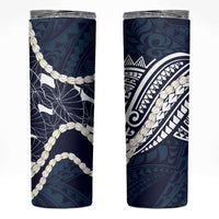 Aloha Hawaii Kalo Pikake Lei Skinny Tumbler Chest Tattoo Oxford Blue Hawaiian Pattern