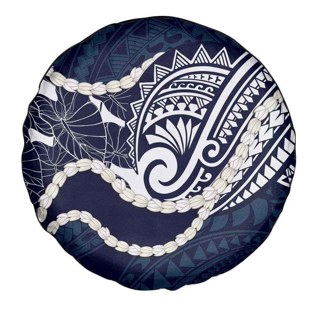 Aloha Hawaii Kalo Pikake Lei Spare Tire Cover Chest Tattoo Oxford Blue Hawaiian Pattern