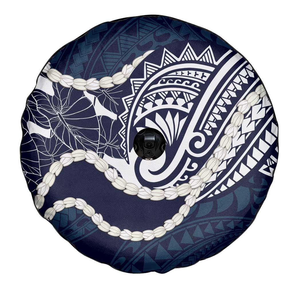 Aloha Hawaii Kalo Pikake Lei Spare Tire Cover Chest Tattoo Oxford Blue Hawaiian Pattern