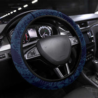Aloha Hawaii Kalo Pikake Lei Steering Wheel Cover Chest Tattoo Oxford Blue Hawaiian Pattern