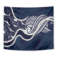 Aloha Hawaii Kalo Pikake Lei Tapestry Chest Tattoo Oxford Blue Hawaiian Pattern
