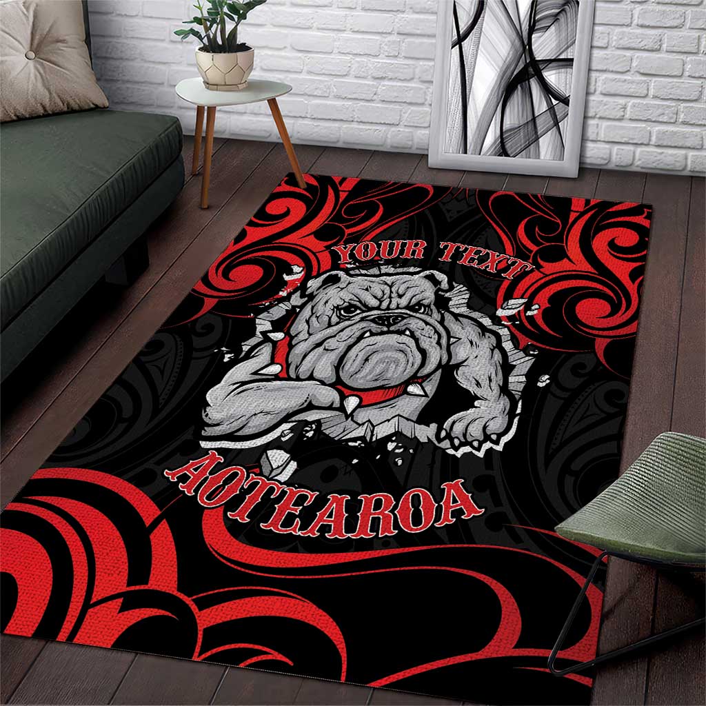 Personalised Aotearoa Bulldog Area Rug NZ Maori Tattoo LT14 Red - Polynesian Pride