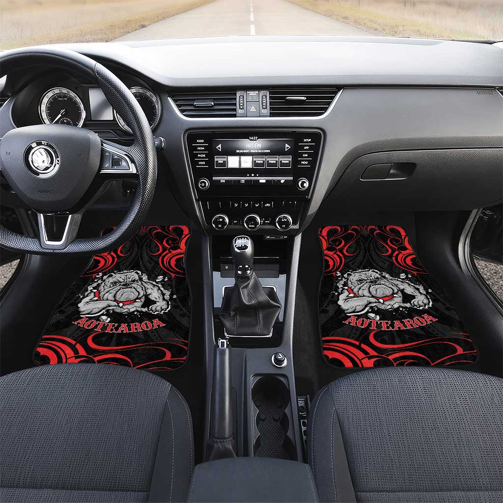 Personalised Aotearoa Bulldog Car Mats NZ Maori Tattoo LT14 Set 2pcs - Front Red - Polynesian Pride