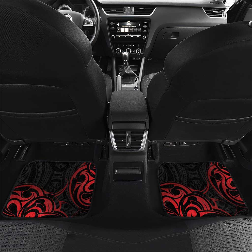 Personalised Aotearoa Bulldog Car Mats NZ Maori Tattoo LT14 Set 2pcs - Back Red - Polynesian Pride