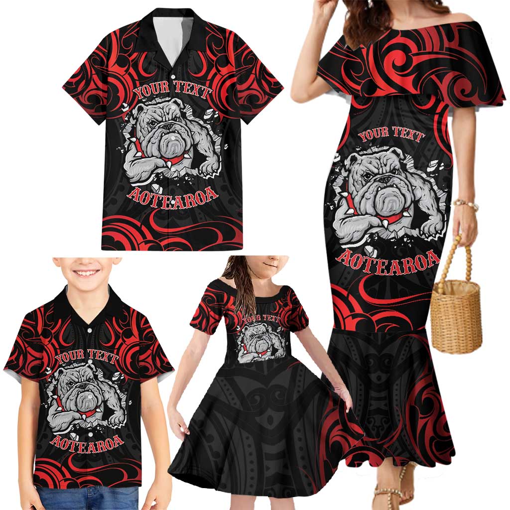Personalised Aotearoa Bulldog Family Matching Mermaid Dress and Hawaiian Shirt NZ Maori Tattoo LT14 - Polynesian Pride