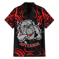 Personalised Aotearoa Bulldog Family Matching Off The Shoulder Long Sleeve Dress and Hawaiian Shirt NZ Maori Tattoo LT14 - Polynesian Pride