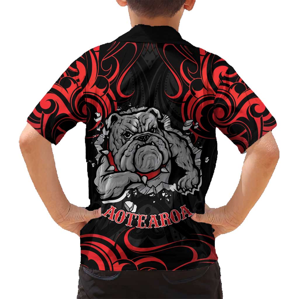 Personalised Aotearoa Bulldog Family Matching Off Shoulder Maxi Dress and Hawaiian Shirt NZ Maori Tattoo LT14 - Polynesian Pride
