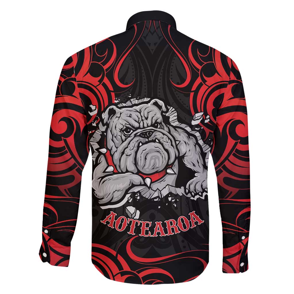 Personalised Aotearoa Bulldog Family Matching Off Shoulder Maxi Dress and Hawaiian Shirt NZ Maori Tattoo LT14 - Polynesian Pride