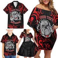 Personalised Aotearoa Bulldog Family Matching Off Shoulder Short Dress and Hawaiian Shirt NZ Maori Tattoo LT14 - Polynesian Pride