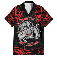 Personalised Aotearoa Bulldog Family Matching Off Shoulder Short Dress and Hawaiian Shirt NZ Maori Tattoo LT14 Dad's Shirt - Short Sleeve Red - Polynesian Pride