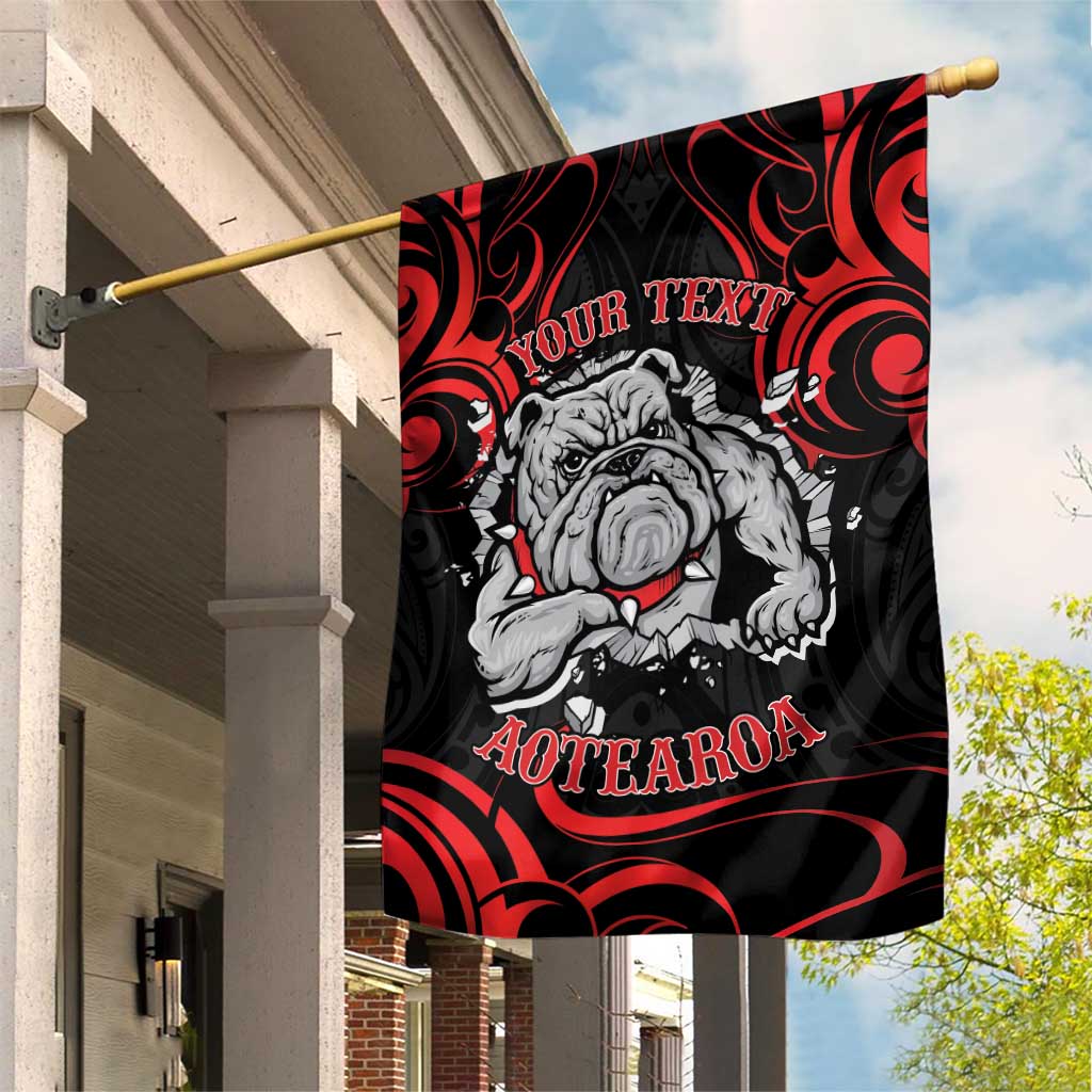 Personalised Aotearoa Bulldog Garden Flag NZ Maori Tattoo LT14 House Flag Red - Polynesian Pride