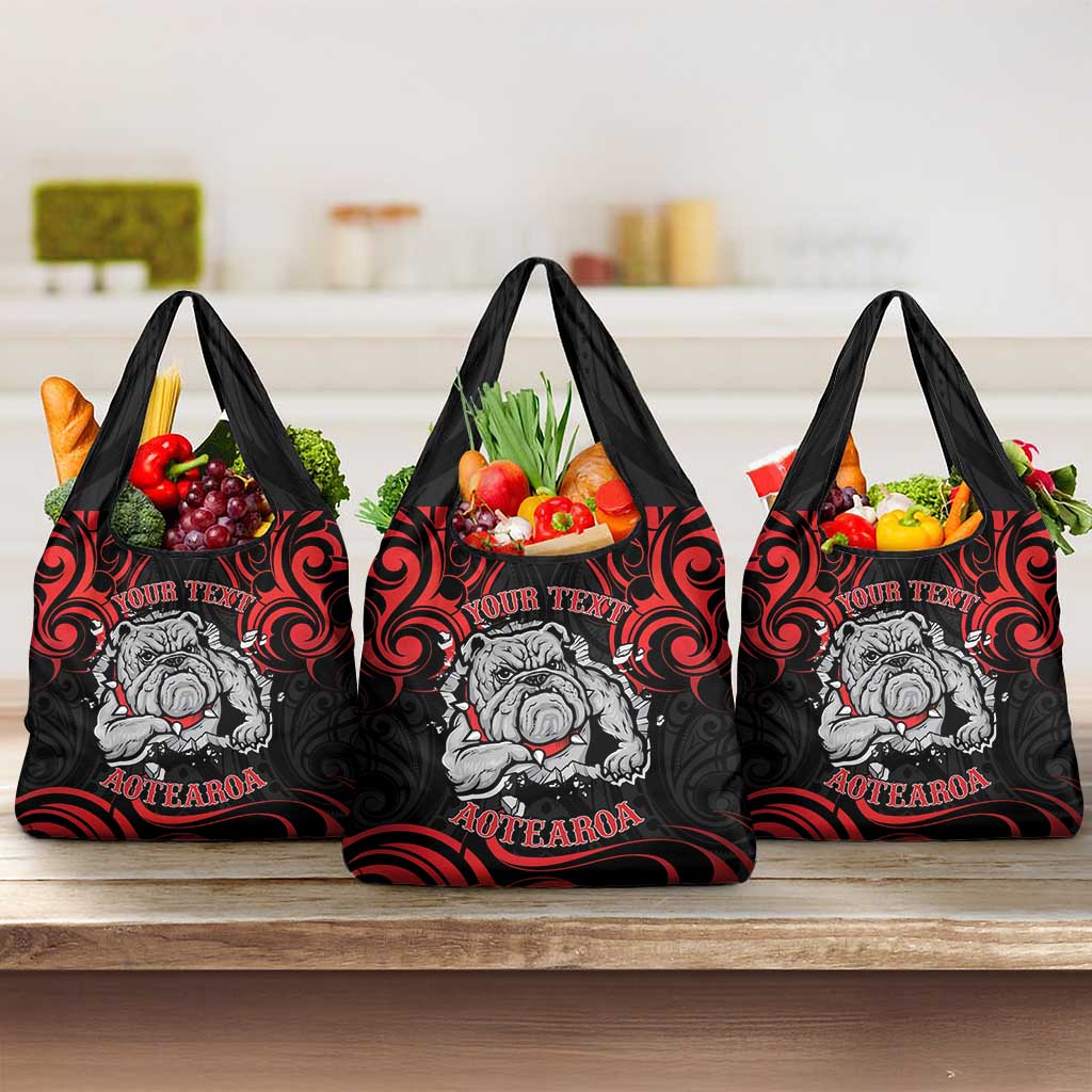 Personalised Aotearoa Bulldog Grocery Bag NZ Maori Tattoo LT14 3-pack One Size Red - Polynesian Pride