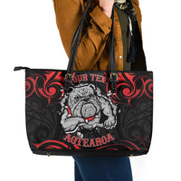 Personalised Aotearoa Bulldog Leather Tote Bag NZ Maori Tattoo LT14 - Polynesian Pride