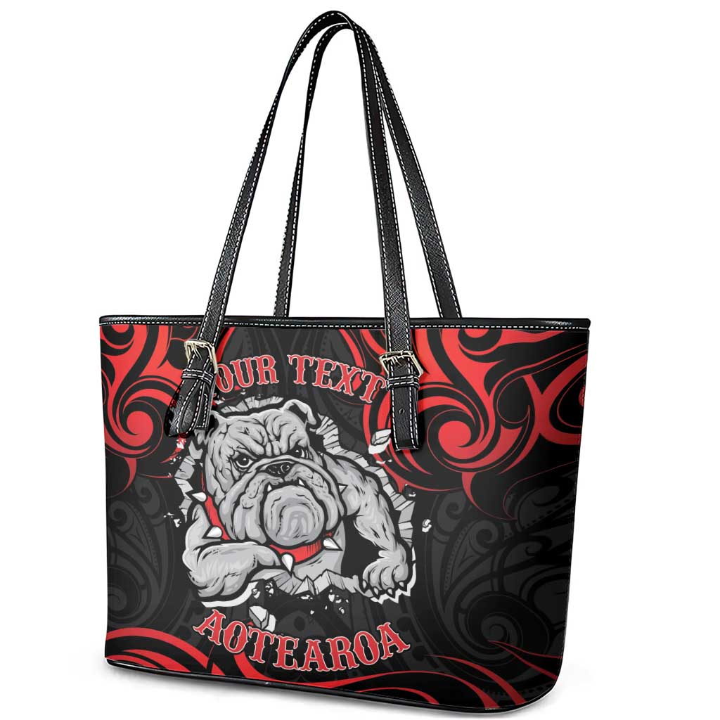 Personalised Aotearoa Bulldog Leather Tote Bag NZ Maori Tattoo LT14 - Polynesian Pride
