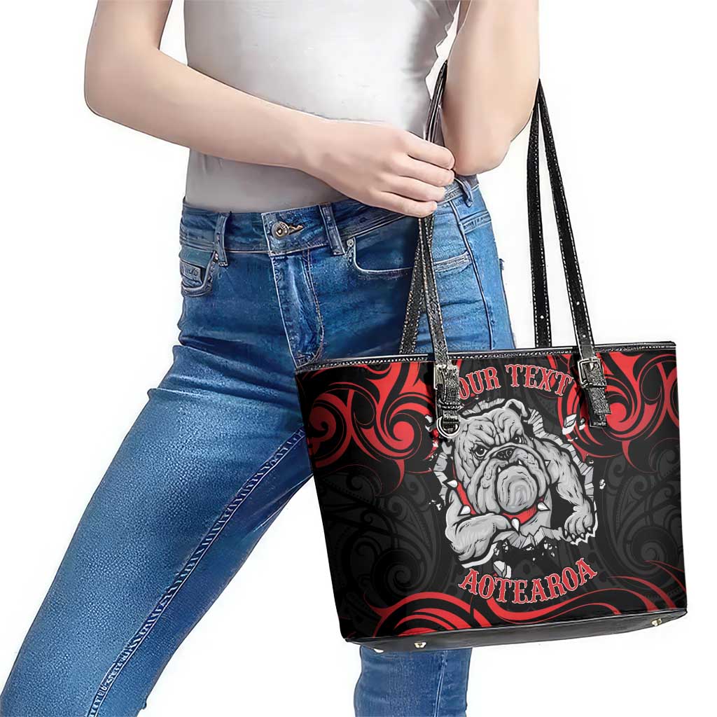 Personalised Aotearoa Bulldog Leather Tote Bag NZ Maori Tattoo LT14 - Polynesian Pride