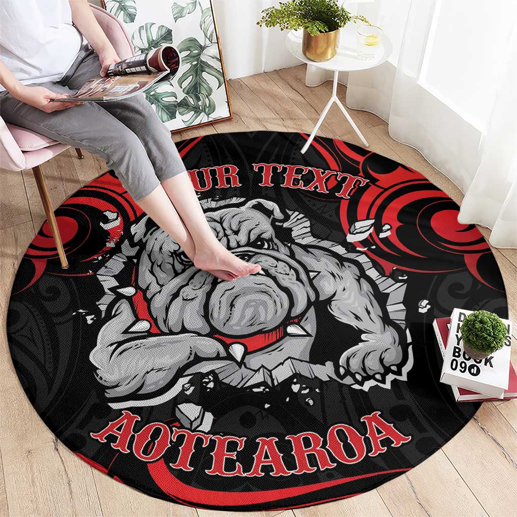 Personalised Aotearoa Bulldog Round Carpet NZ Maori Tattoo LT14 - Polynesian Pride