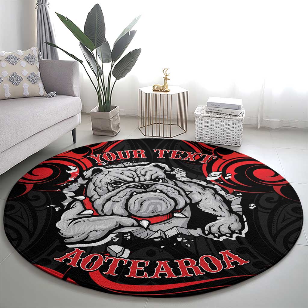 Personalised Aotearoa Bulldog Round Carpet NZ Maori Tattoo LT14 - Polynesian Pride
