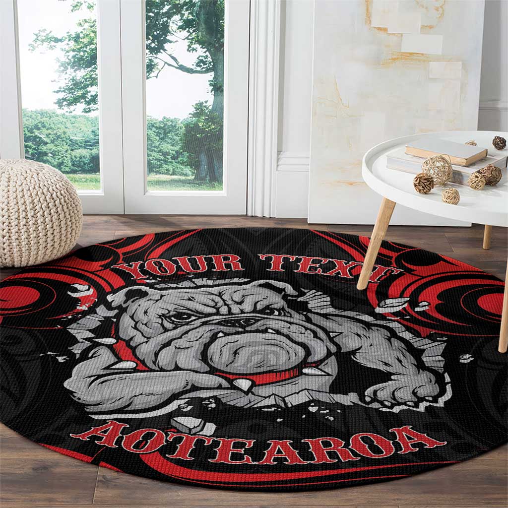 Personalised Aotearoa Bulldog Round Carpet NZ Maori Tattoo LT14 - Polynesian Pride