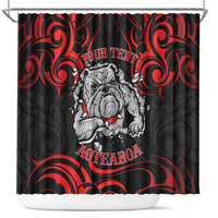 Personalised Aotearoa Bulldog Shower Curtain NZ Maori Tattoo LT14 Red - Polynesian Pride