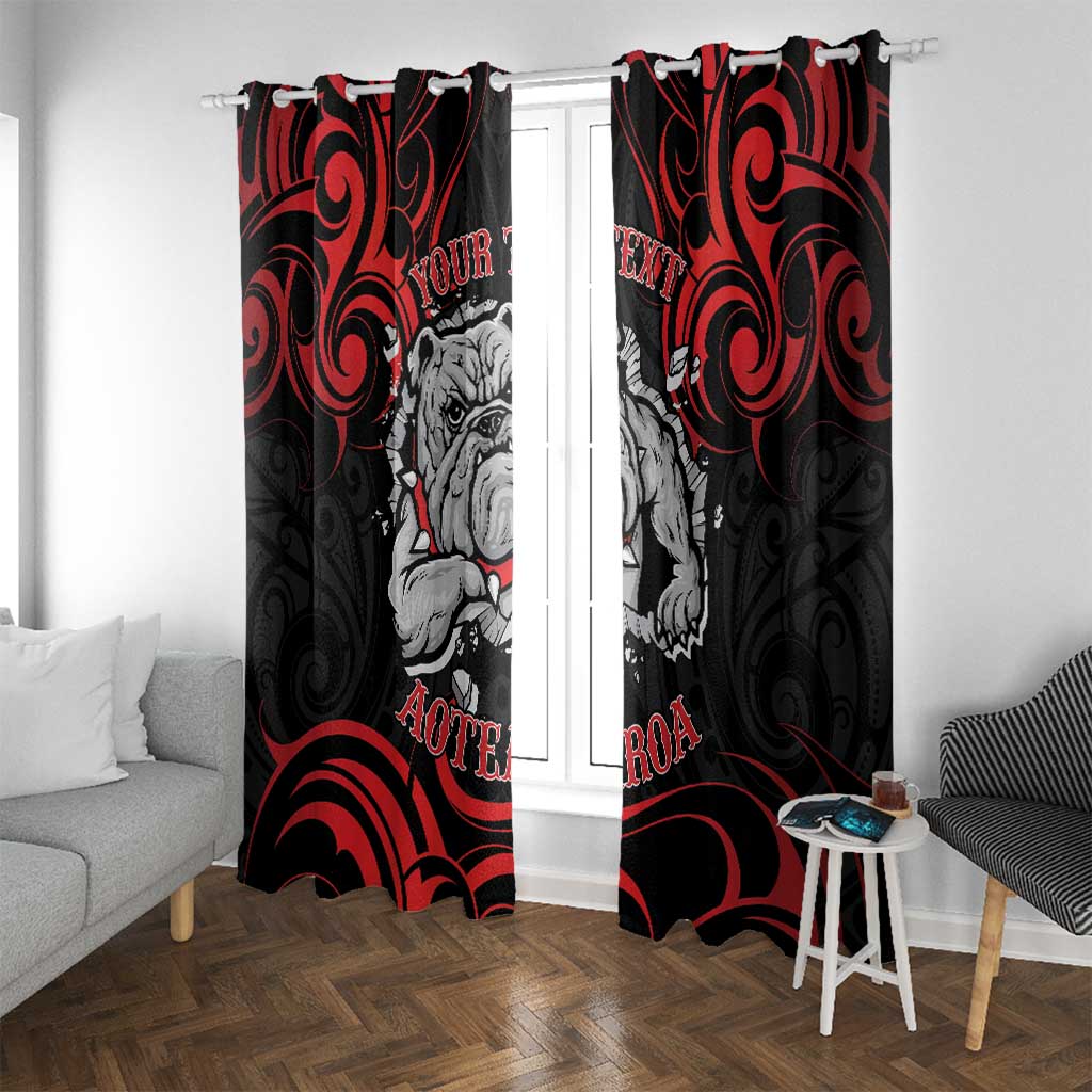 Personalised Aotearoa Bulldog Window Curtain NZ Maori Tattoo LT14 With Grommets Red - Polynesian Pride