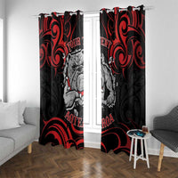 Personalised Aotearoa Bulldog Window Curtain NZ Maori Tattoo LT14 With Grommets Red - Polynesian Pride