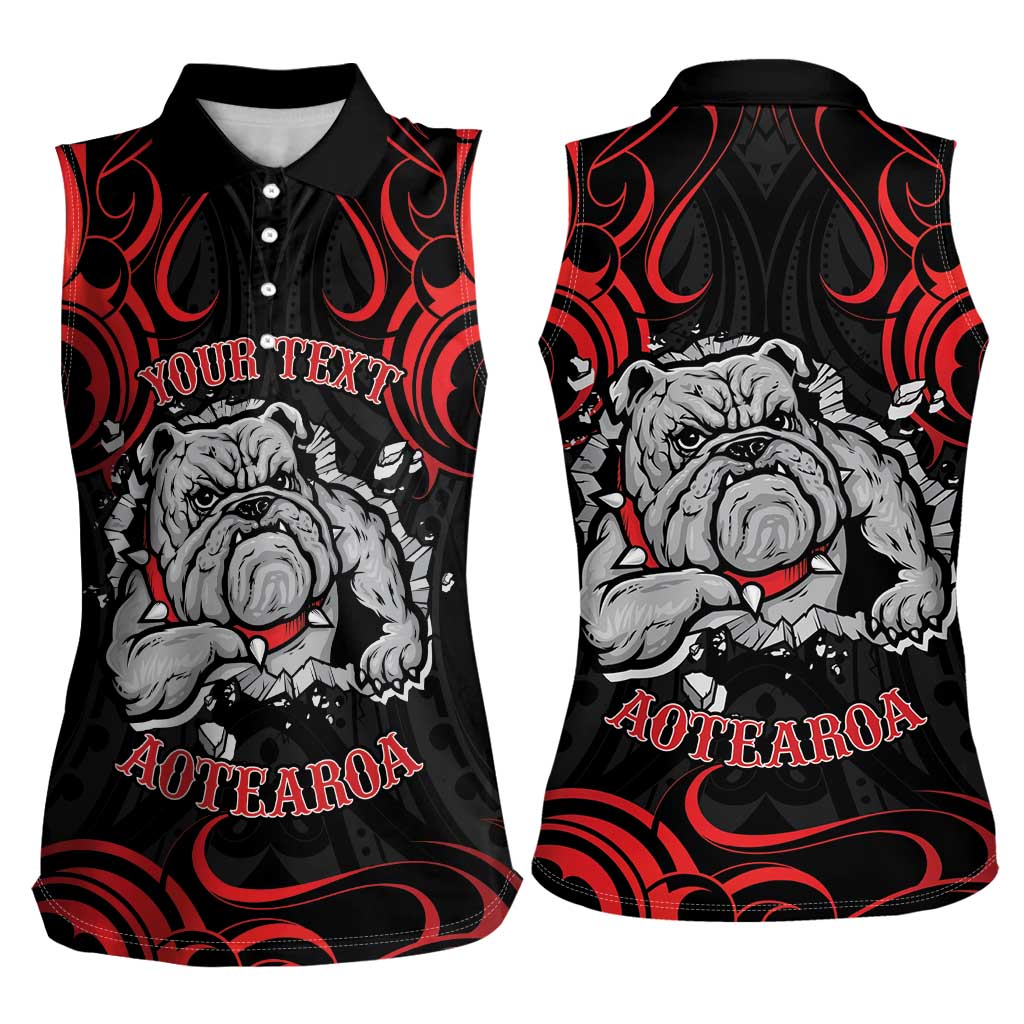 Personalised Aotearoa Bulldog Women Sleeveless Polo Shirt NZ Maori Tattoo