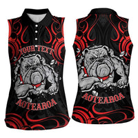 Personalised Aotearoa Bulldog Women Sleeveless Polo Shirt NZ Maori Tattoo
