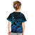 Blue Aloha Hawaii Kid T Shirt Snorkeling With Sea Turtle Polynesian Pattern