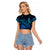 Blue Aloha Hawaii Raglan Cropped T Shirt Snorkeling With Sea Turtle Polynesian Pattern