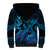Blue Aloha Hawaii Sherpa Hoodie Snorkeling With Sea Turtle Polynesian Pattern