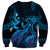 Blue Aloha Hawaii Sweatshirt Snorkeling With Sea Turtle Polynesian Pattern