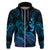 Blue Aloha Hawaii Zip Hoodie Snorkeling With Sea Turtle Polynesian Pattern