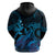 Blue Aloha Hawaii Zip Hoodie Snorkeling With Sea Turtle Polynesian Pattern