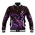 Purple Aloha Hawaii Baseball Jacket Snorkeling With Sea Turtle Polynesian Pattern