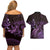 Purple Aloha Hawaii Couples Matching Off Shoulder Short Dress and Hawaiian Shirt Snorkeling With Sea Turtle Polynesian Pattern