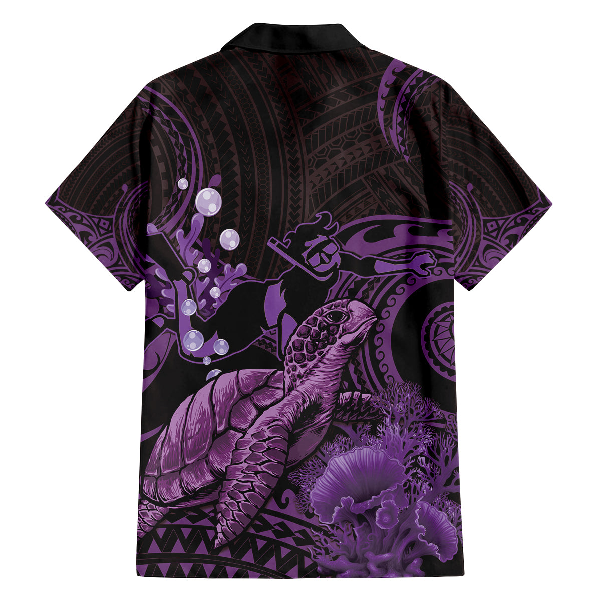 Purple Aloha Hawaii Family Matching Long Sleeve Bodycon Dress and Hawaiian Shirt Snorkeling With Sea Turtle Polynesian Pattern LT14 - Polynesian Pride