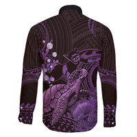 Purple Aloha Hawaii Family Matching Long Sleeve Bodycon Dress and Hawaiian Shirt Snorkeling With Sea Turtle Polynesian Pattern LT14 - Polynesian Pride