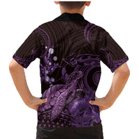 Purple Aloha Hawaii Family Matching Mermaid Dress and Hawaiian Shirt Snorkeling With Sea Turtle Polynesian Pattern LT14 - Polynesian Pride