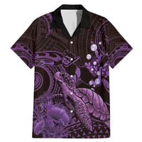 Purple Aloha Hawaii Family Matching Mermaid Dress and Hawaiian Shirt Snorkeling With Sea Turtle Polynesian Pattern LT14 Dad's Shirt - Short Sleeve Purple - Polynesian Pride