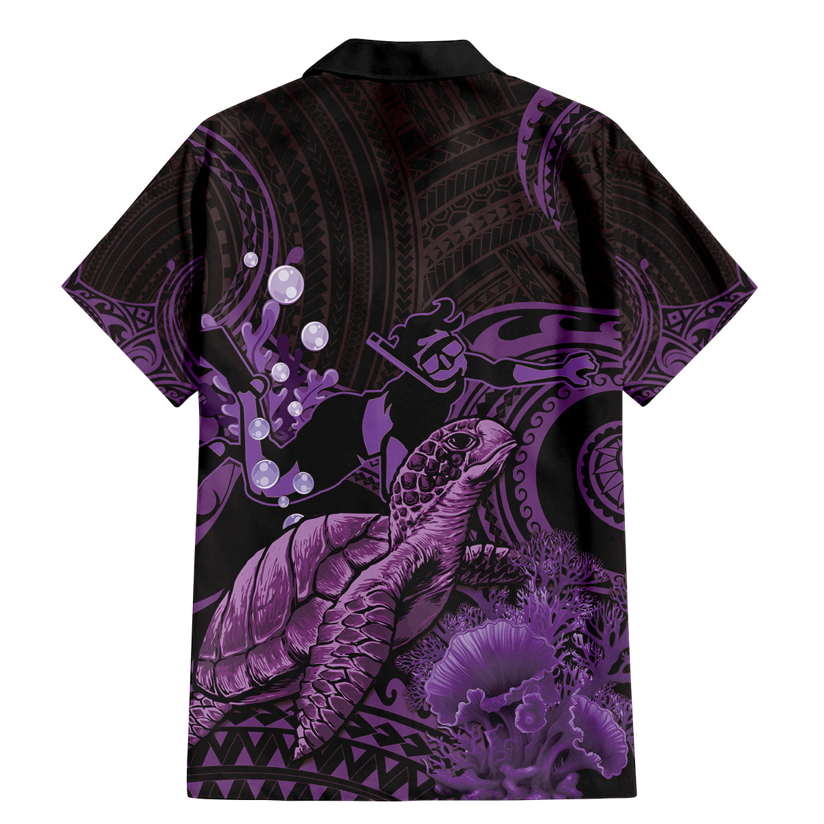 Purple Aloha Hawaii Family Matching Mermaid Dress and Hawaiian Shirt Snorkeling With Sea Turtle Polynesian Pattern LT14 - Polynesian Pride