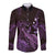 Purple Aloha Hawaii Long Sleeve Button Shirt Snorkeling With Sea Turtle Polynesian Pattern