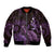 Purple Aloha Hawaii Sleeve Zip Bomber Jacket Snorkeling With Sea Turtle Polynesian Pattern