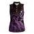 Purple Aloha Hawaii Women Sleeveless Polo Shirt Snorkeling With Sea Turtle Polynesian Pattern