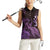 Purple Aloha Hawaii Women Sleeveless Polo Shirt Snorkeling With Sea Turtle Polynesian Pattern