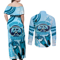 Hawaii Sea Turtle Snorkeling Is My Therapy Couples Matching Off Shoulder Maxi Dress and Long Sleeve Button Shirt