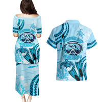 Hawaii Sea Turtle Snorkeling Is My Therapy Couples Matching Puletasi and Hawaiian Shirt